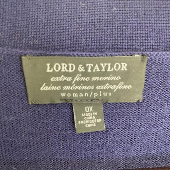 Lord & Taylor Navy V-Neck Cardigan Sweater - 0X - Picture 5 of 5